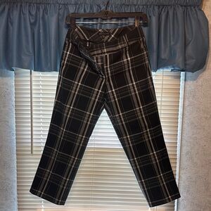 Express Black and White Plaid Capris
